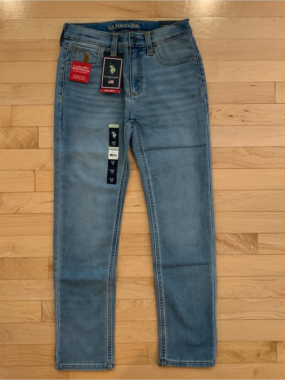 U.S. Polo Assn. Skinny Jeans Youth Boys Size 12 Light Wash New with Tags Set